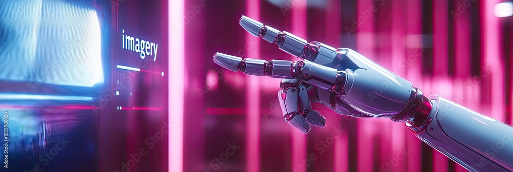 Aufkleber futuristic robot arm interacts with a digital interface