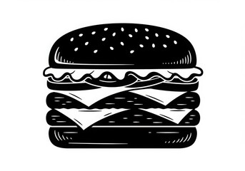 Double cheeseburger illustration isolated on white background