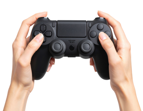Gaming Controller with Player Hands in Action, Transparent Background Cutout - Powered by Adobe