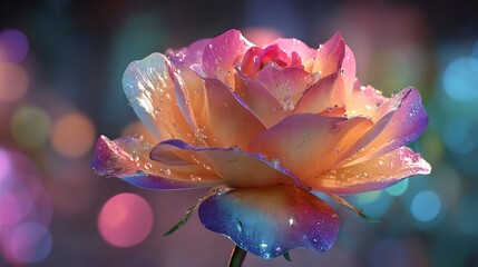 A Stunning Multicolored Rose with Shimmering Petals

