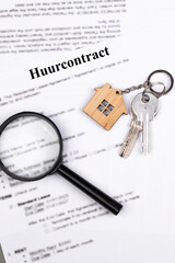 Rental, Tenancy or Residential Lease Huurcontract agreement contract in Dutch. Short and long term rentals in Netherlands, housing searching crisis, and rising prices.