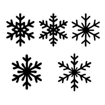 Silhouettes de flocons de neige en vecteur &ndash; ensemble de flocons pour un design hivernal et festif de No&euml;l sur fond transparent svg