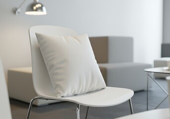 Minimalist Interior: White Pillow on a Modern Chair with Soft Li