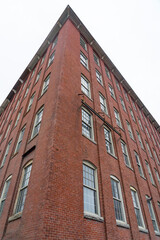 low angle view on old building with brick wall