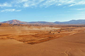 Earthworks and Excavations in the Atacama Desert – Trucks, Excavators and Heavy Machinery in Operation