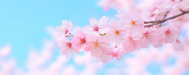 Fototapeta premium Blossoming cherry trees in spring nature photography serene environment close-up view beautiful floral display