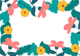 Floral Frame Background for Spring and Summer with cute flora ornament