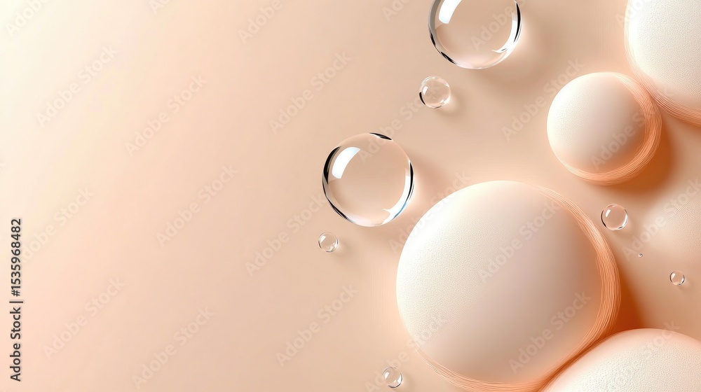 Leinwandbilder Dreamy minimal peach cream gradient with floating circular elements and smooth textures