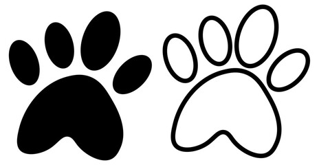 White paw print on black background