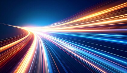 Abstract light trails on dark blue background - great for digital content