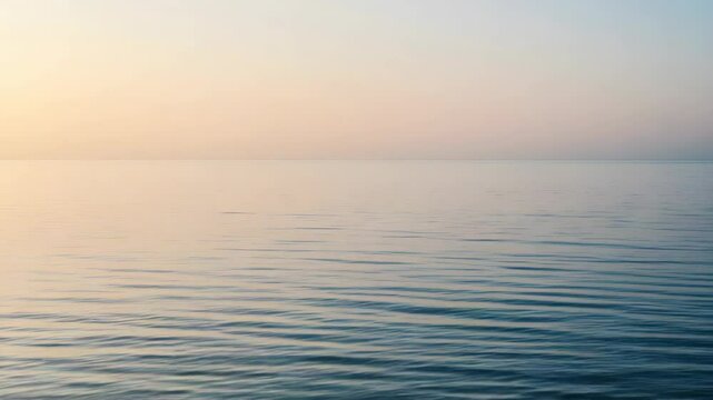 Tranquil Seascape With Pastel Sky and Calm Water for Meditative Scenery and Relaxation in Shades of Blue and Golden Sunlight