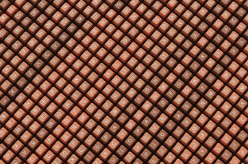 Full frame of brown keyboard keys. 3d rendering illustration