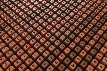Full frame of brown keyboard keys. 3d rendering illustration