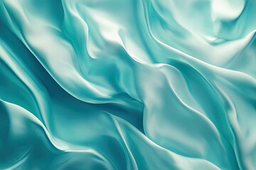 Obraz premium Teal silk fabric draped in soft waves