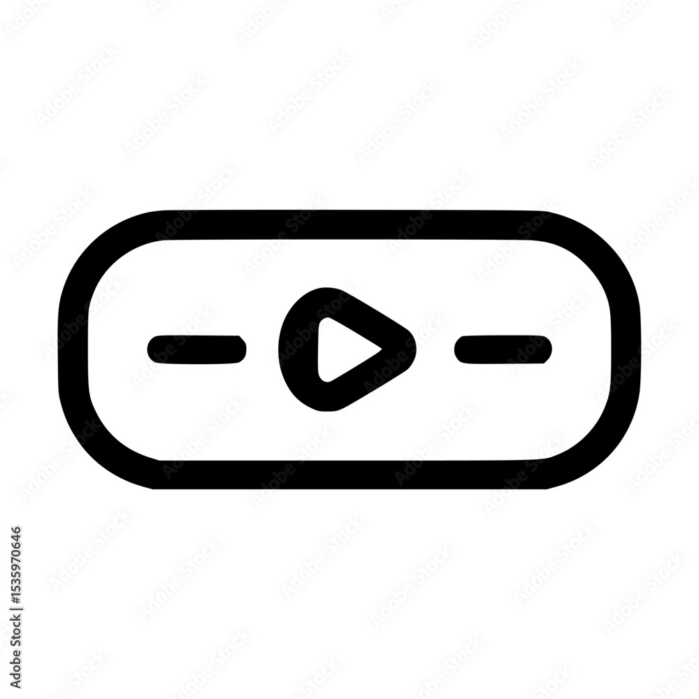 Poster simple black and white icon depicting a play button within a rounded rectangle.