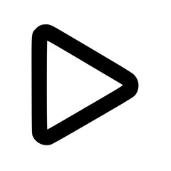 A black, outlined play button icon pointing to the right, isolated on a white background.