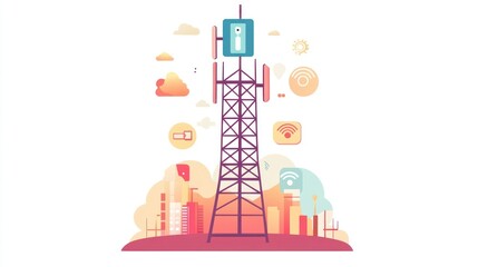 Naklejka premium Wireless Communication Tower