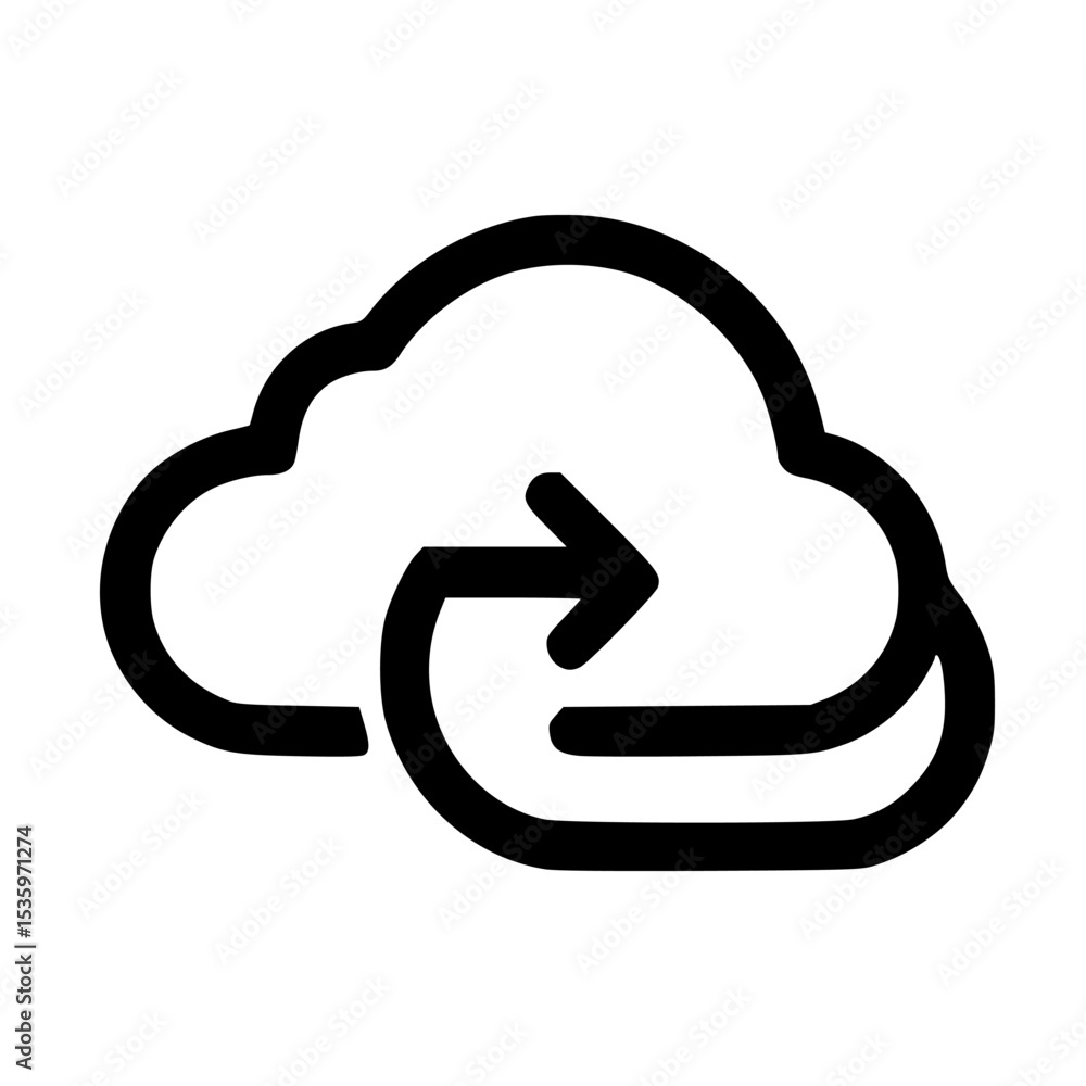 Poster cloud data transfer, symbolized by a cloud icon with a curved arrow indicating import or export.