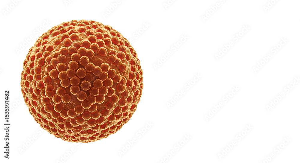 Aufkleber a 3d illustration of a spherical virus particle or microbe, isolated on a white background with copy