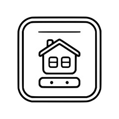 Simple line art icon depicting a house on a digital interface, suggesting smart home technology or home automation.