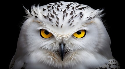 Obraz premium Majestic snowy owl gazing intently arctic wilderness wildlife photography chilling environment close-up nature appreciation