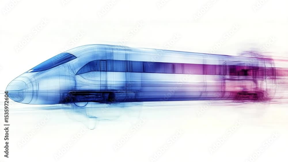 Poster futuristic high-speed train with motion blur effect concept visualization design