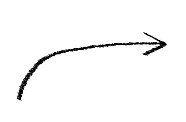 Black grunge hand drawn arrow isolated on white. Vector arrow grunge illustration.