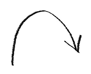 Black grunge hand drawn arrow isolated on white. Vector arrow grunge illustration.