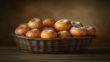 A basket overflowing with sugared pastries.