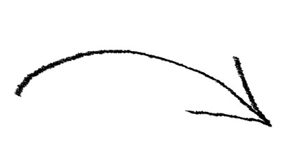 Black grunge hand drawn arrow isolated on white. Vector arrow grunge illustration.