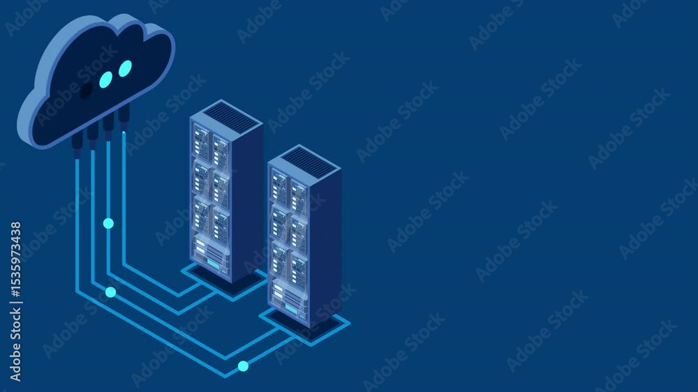 Fototapete Cloud technology computing concept. Modern cloud technology. Data center isometric concept. Isometric cloud technology with data center. Web hosting concept