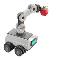 Autonomous fruit harvesting robot. 3D illustration.