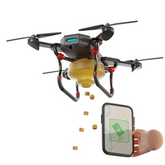 Precision seeding drone. 3D illustration.