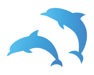Dolphin vector illustration. Marine logo element. Sea Life, ocean and water themed icon, decoration. Silhouette design.
