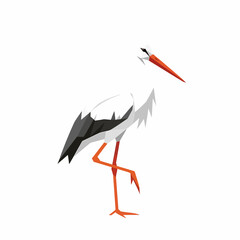 Geometric Stork Illustration with Angular Design and Orange Legs
