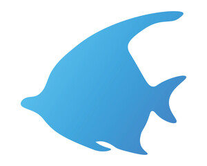 Blue tropical fish vector illustration. Marine logo element. Sea Life, ocean and water themed icon, decoration. Silhouette design.