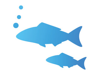 Blue fish vector illustration. Marine logo element. Sea Life, ocean and water themed icon, decoration. Silhouette design.