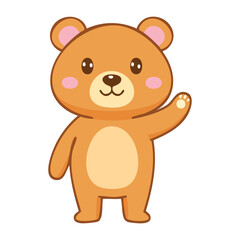 Fototapeta premium A cute cartoon bear waving with a cheerful expression, it is perfect for children