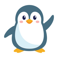 Naklejka premium A cute cartoon penguin waving with a friendly smile