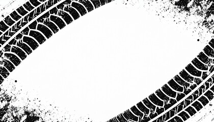 Dirty tire track illustration on white - perfect for editorial use