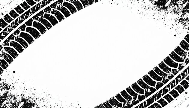 Dirty tire track illustration on white - perfect for editorial use