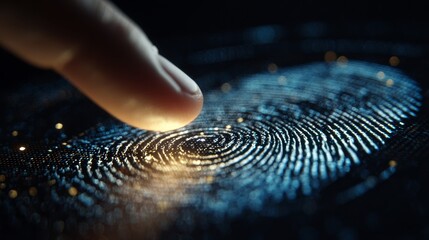 Fingerprint scanner biometric technology close-up