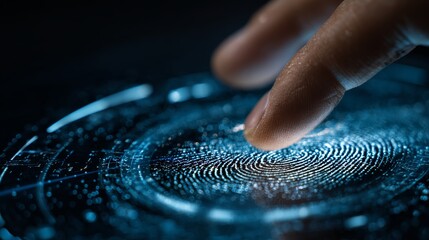 Fingerprint scanner biometric technology close-up