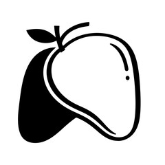 Black and white mango illustration, vector design element