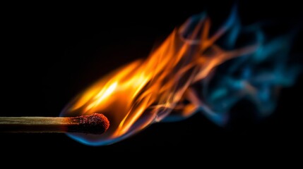 Match striking with flame