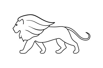Majestic lion walking continuous line art illustration