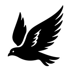 Black silhouette of a flying dove, vector illustration, peace symbol
