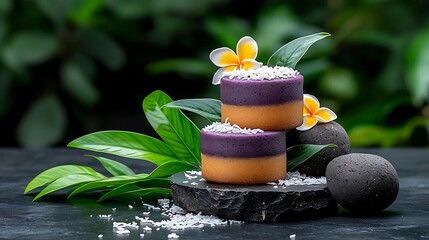 Spa Arrangement Featuring Handmade Soap and Frangipani Flowers