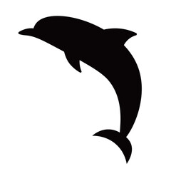 Dolphin vector illustration. Marine logo element. Sea Life, ocean and water themed icon, decoration. Silhouette design.