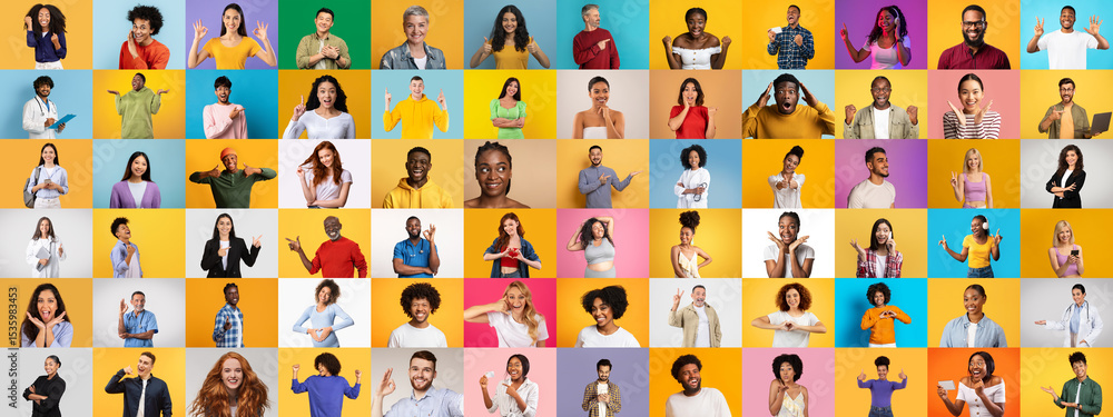 Poster a vibrant collection showcases diverse individuals displaying various facial expressions and gesture